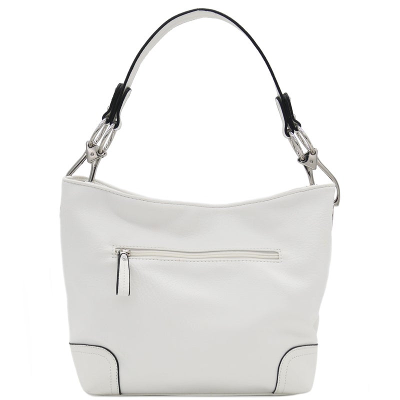 Alyssa Hobo Shoulder Bag with Big Snap Hook Hardware (White) - Image 5